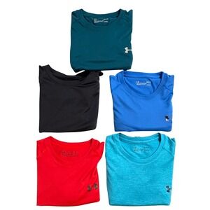 Lot of 5 Under Armour Heatgear Loose Fit T-Shirt Men's L Short Sleeve Athletic